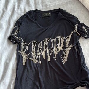 Sporto Black Tee with Silver Embroidery